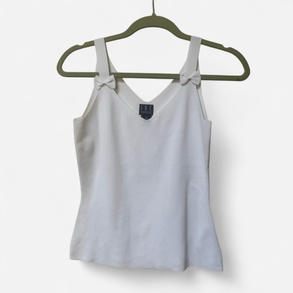 INC white sleeveless blouse with bow straps - Picture 6 of 8